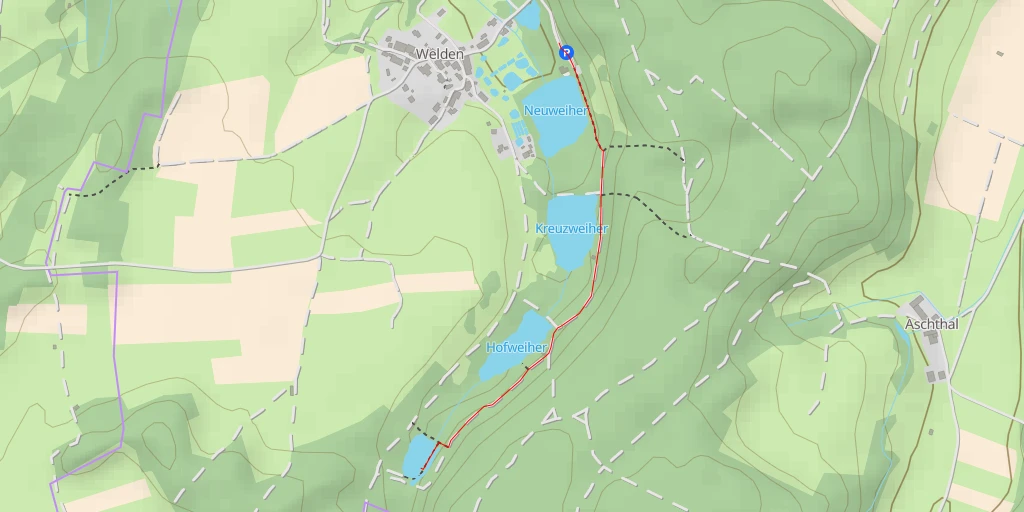 Map of the trail for Welden - Fuchstal