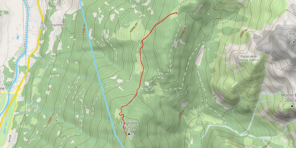 Map of the trail for Triglione