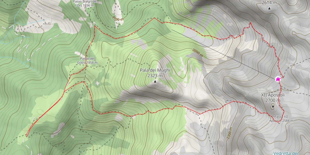 Map of the trail for Rifugio XII Apostoli