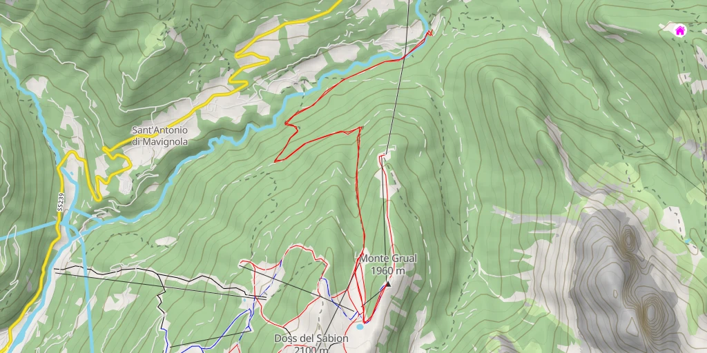 Map of the trail for Monte Grual