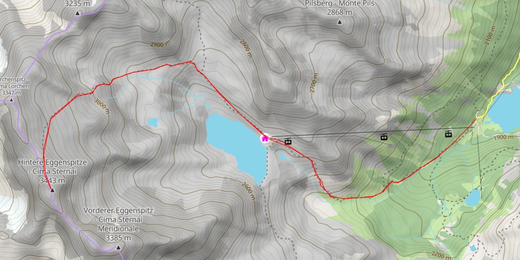 Carte de l'itinéraire :  Hinterer Eggenspitz - Cima Sternai