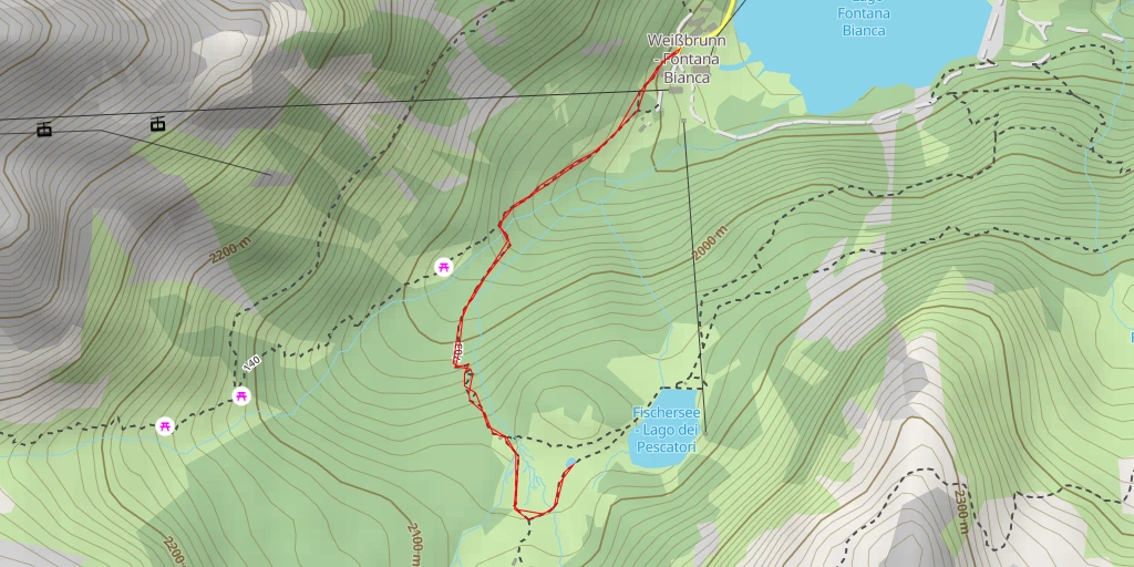 Carte de l'itinéraire :  Rundwanderweg Weissbrunn - Sentiero escursionistico circolare Fontana Bianca - Ulten - Ultimo