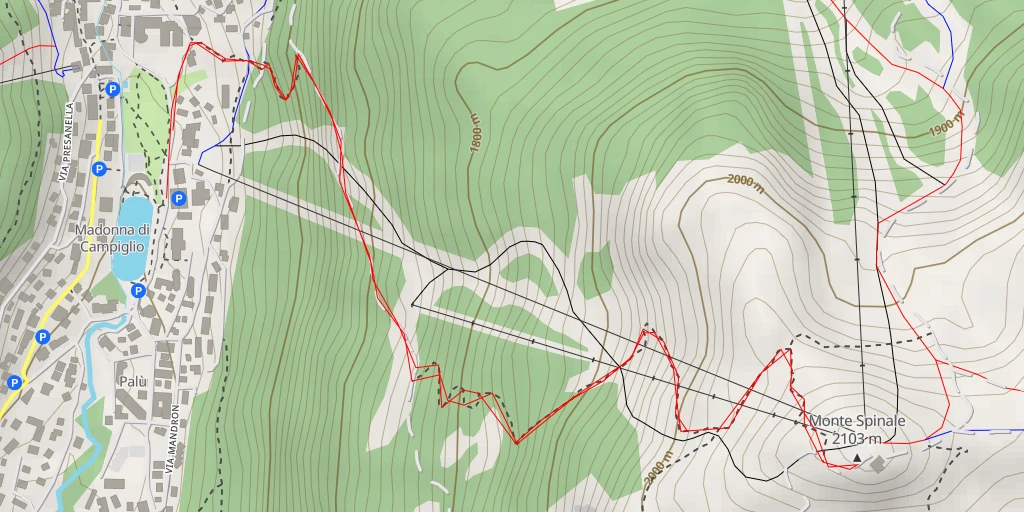 Carte de l'itinéraire :  Monte Spinale