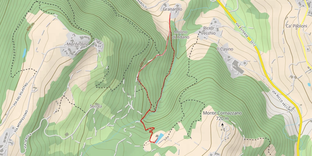 Map of the trail for Via Cornazzano