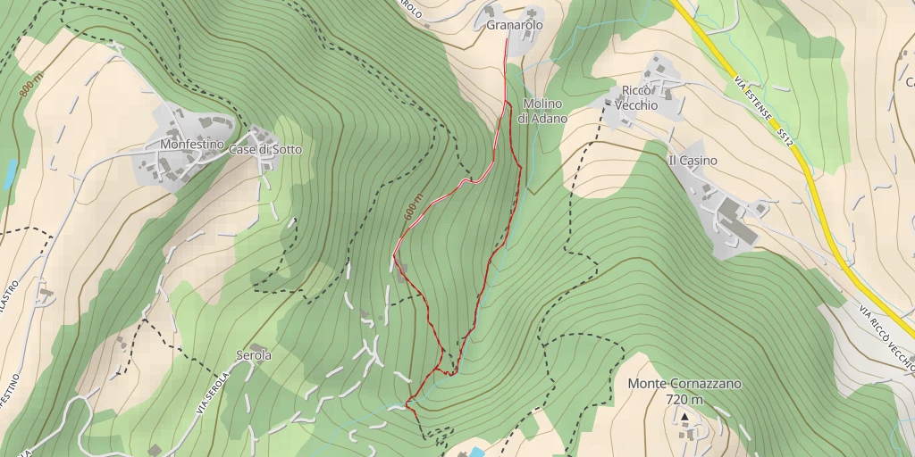 Carte de l'itinéraire :  Cascate del Bucamante - Sentiero per Cascate del Busamante