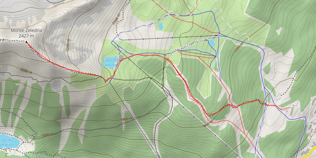 Map of the trail for Monte Zeledria