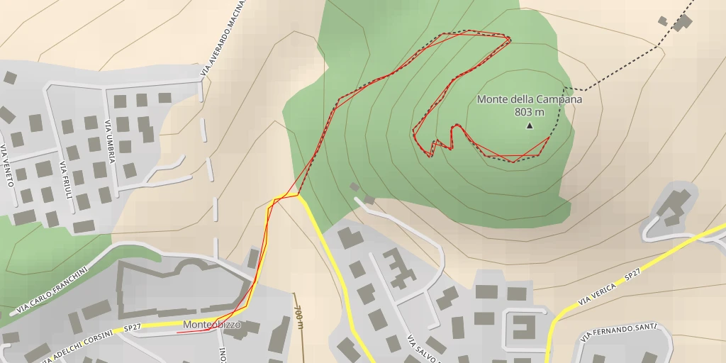 Map of the trail for Monte della Campana