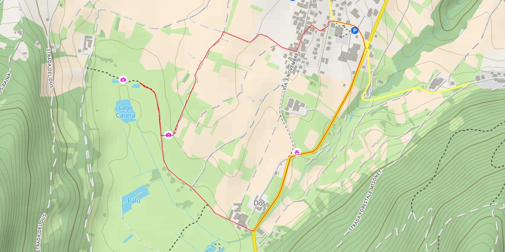 Map of the trail for Strada del Dus