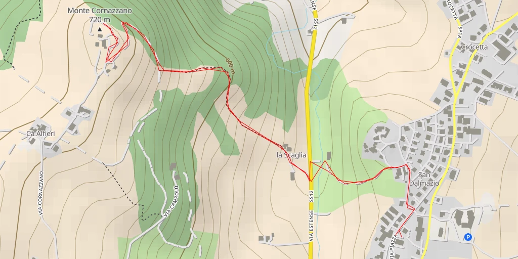 Map of the trail for Monte Cornazzano