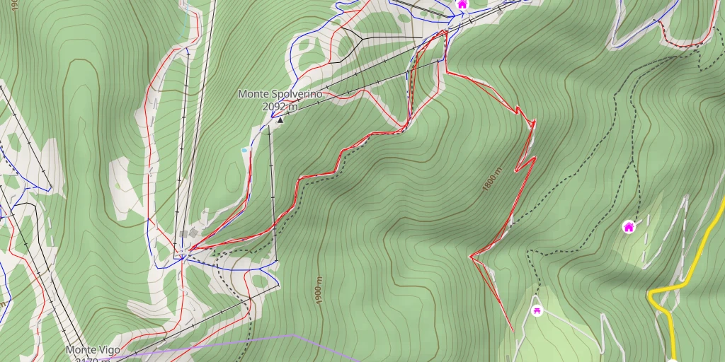 Map of the trail for Via per Marilleva