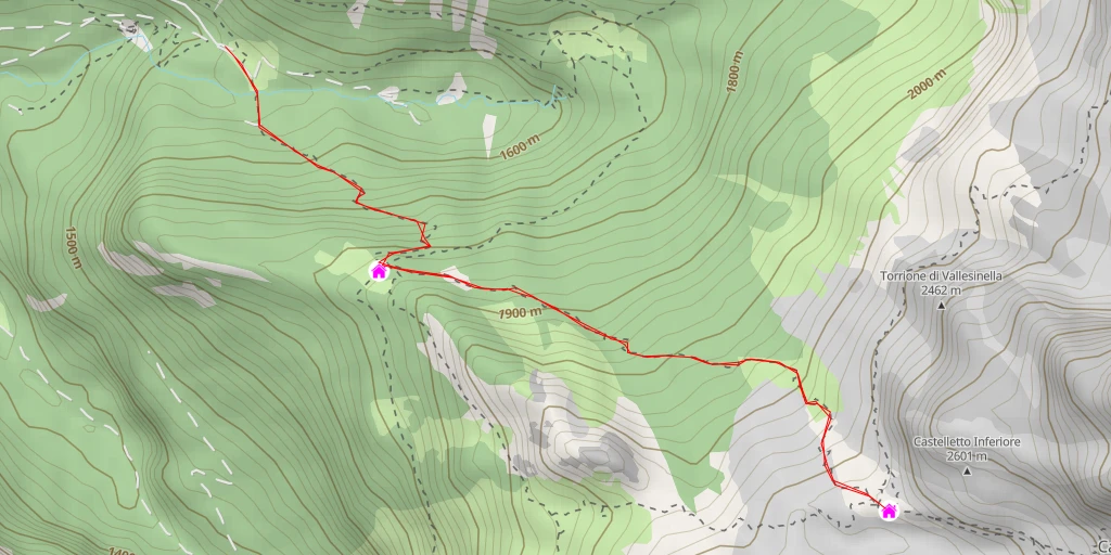 Carte de l'itinéraire :  Rifugio Francis Fox Tuckett