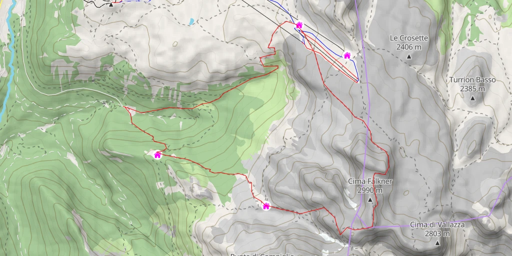 Carte de l'itinéraire :  Campanile dei Camosci