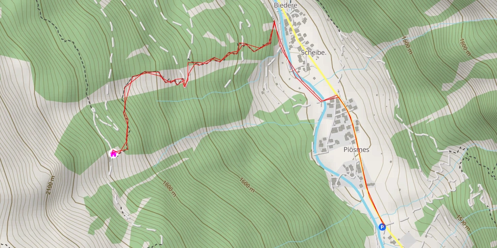 Map of the trail for Arzler Alm