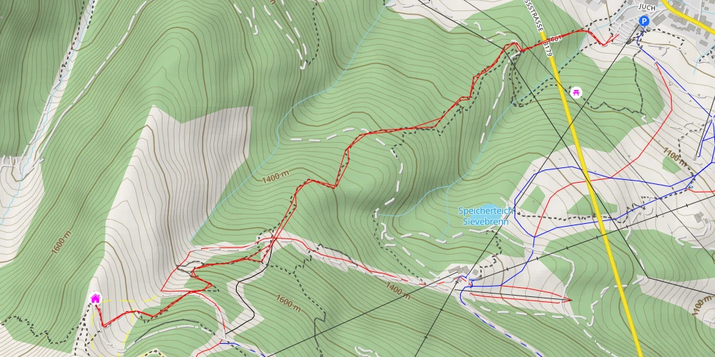 Map of the trail for Wolfratshauser Hütte