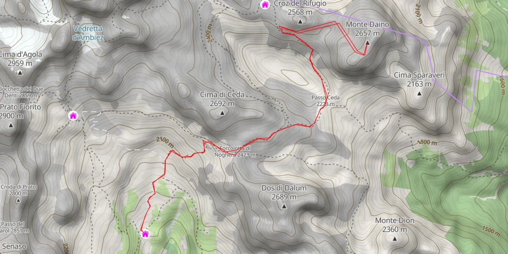 Carte de l'itinéraire :  Monte Daino