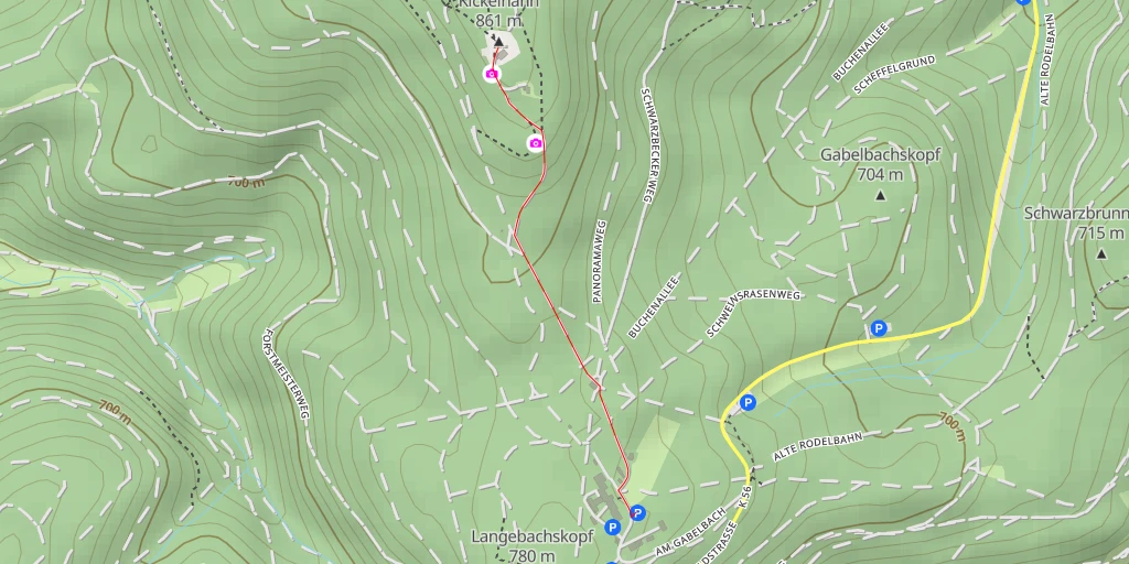 Map of the trail for AI - Kickelhahnturm