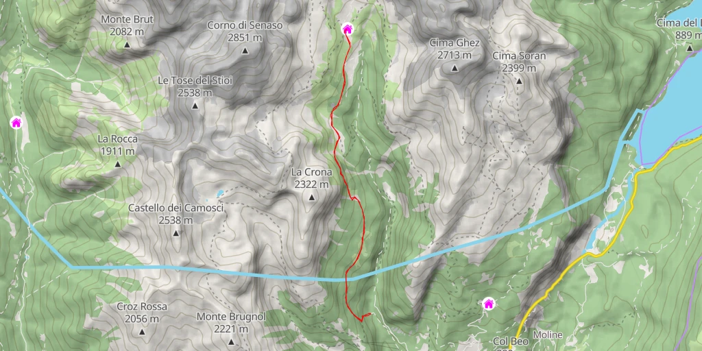 Carte de l'itinéraire :  Rifugio Cacciatore