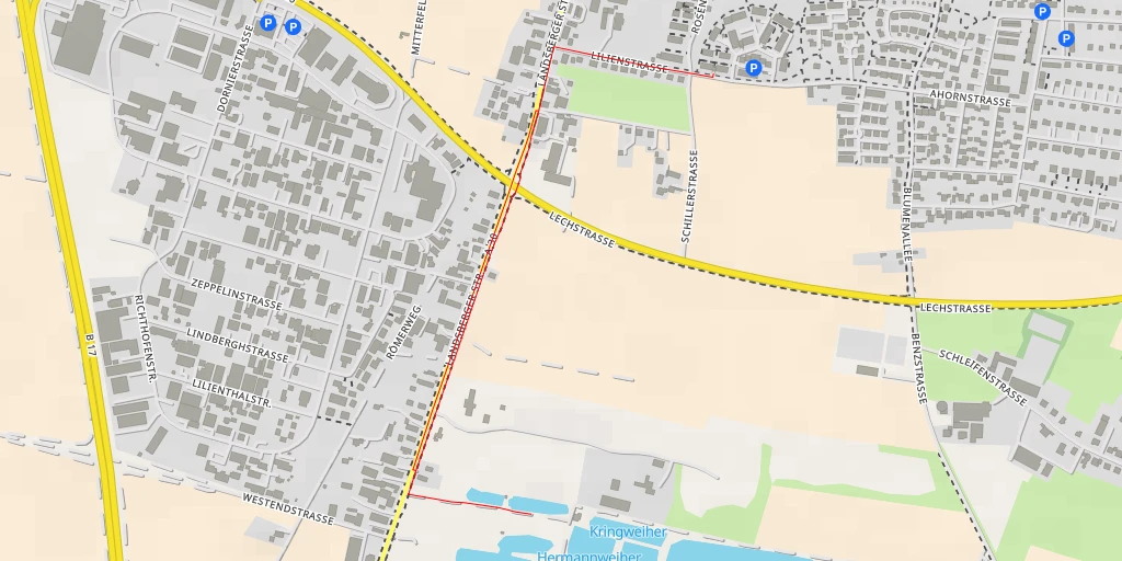 Map of the trail for Fischereiverein Königsbrunn e.V. 1969 - Landsberger Straße