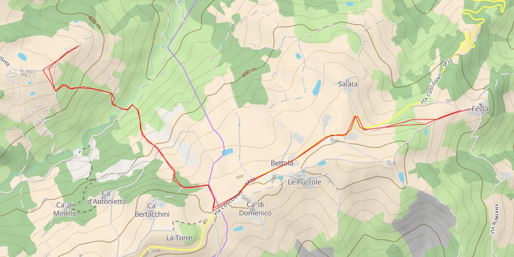 Map of the trail for Via Finghie