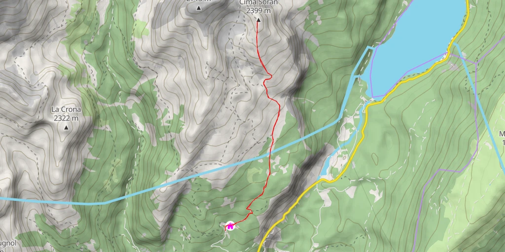 Map of the trail for Cima Soran