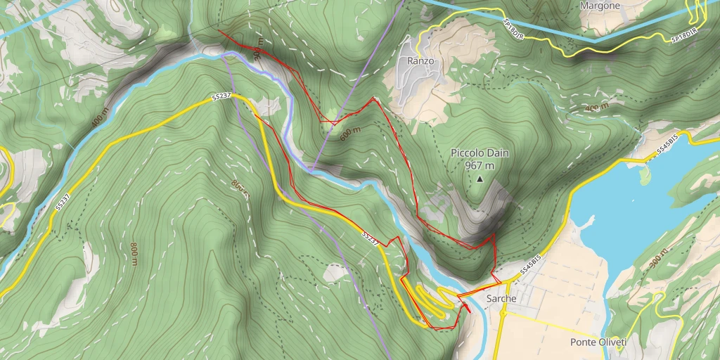 Map of the trail for Strada forestale Gac - San Vili