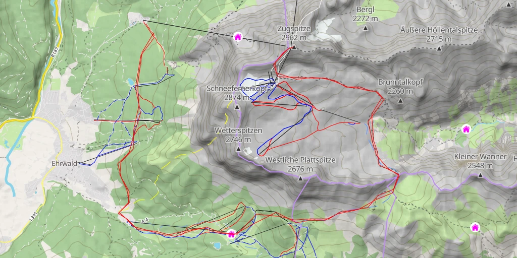 Map of the trail for Zugspitze