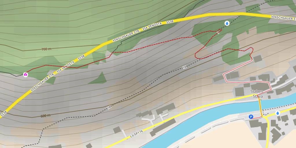 Carte de l'itinéraire :  Stabener Waalweg - Sentiero Roggia di Stava - Stabener Waalweg - Sentiero Roggia di Stava