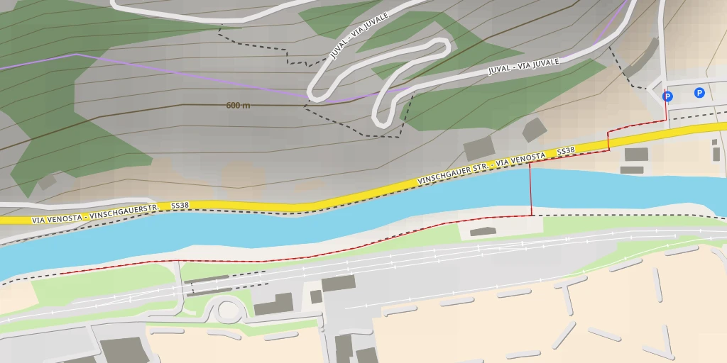 Map of the trail for Vinschgauer Straße - Via Val Venosta