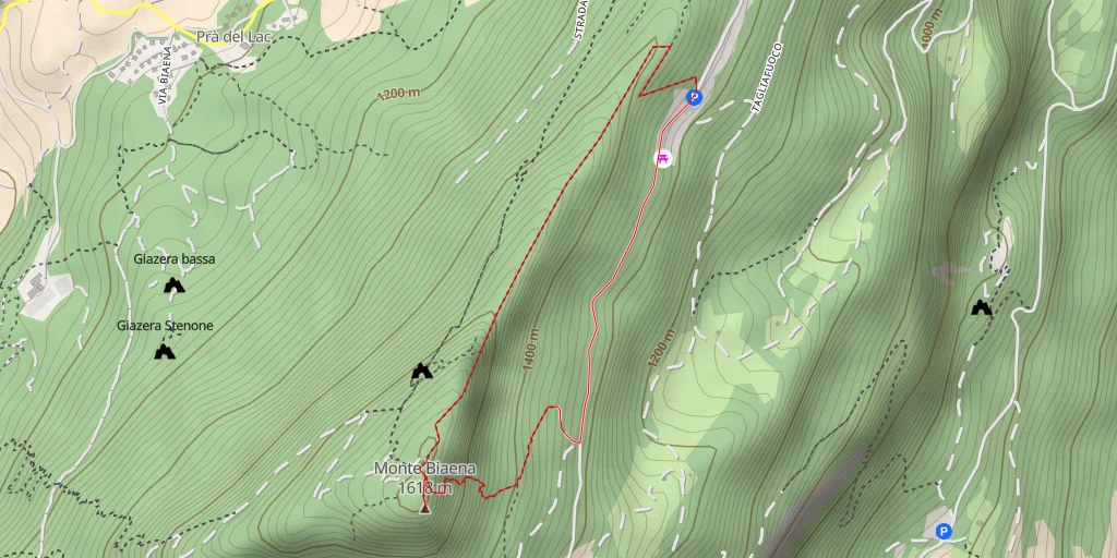 Map of the trail for Monte Biaena