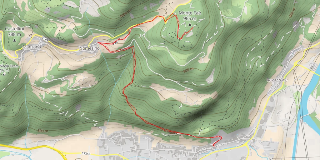 Map of the trail for Monte Faè