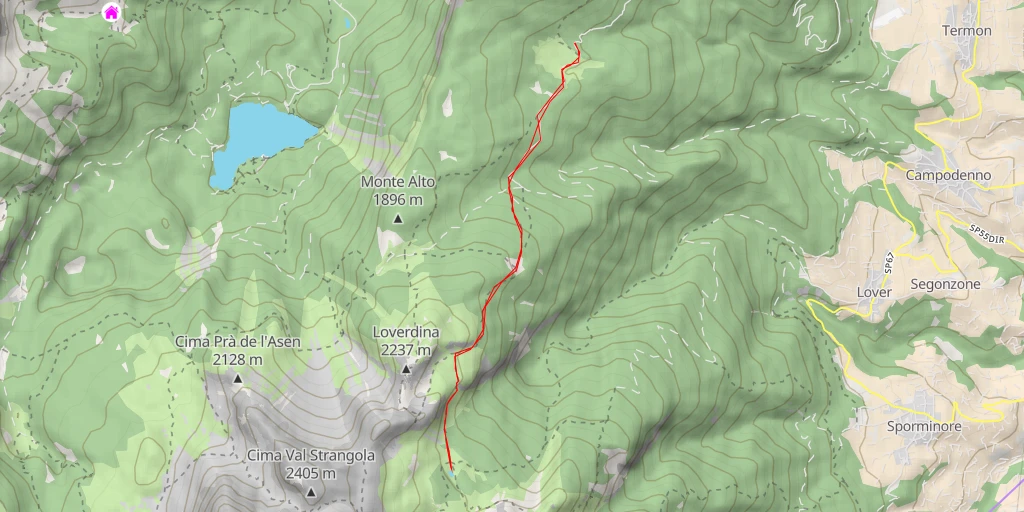 Map of the trail for Malga Campa - Sintèr de le Pègore