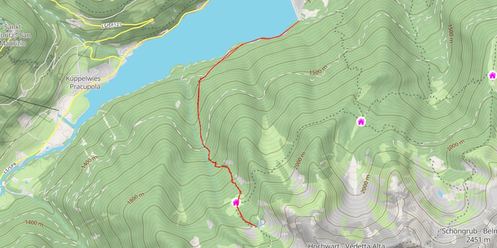 Map of the trail for Hofer Mais - Ulten - Ultimo