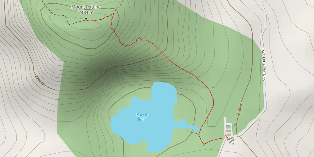 Map of the trail for Gunung Patuha