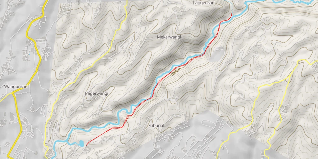 Map of the trail for Curug Omas