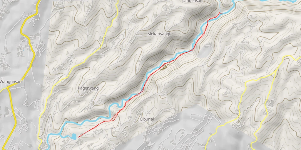 Map of the trail for curug ciomas