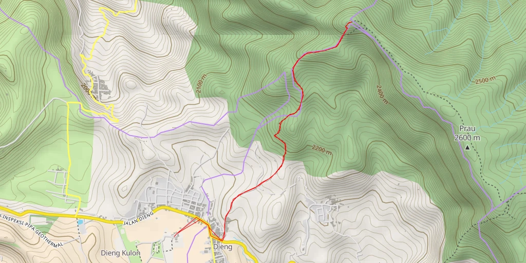 Map of the trail for Gunung Prau