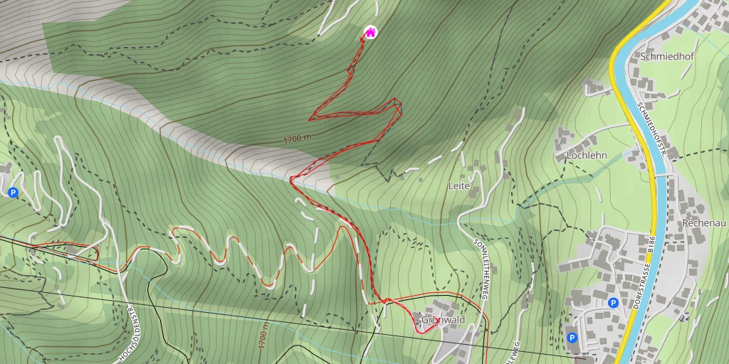 Map of the trail for Edelweißhütte