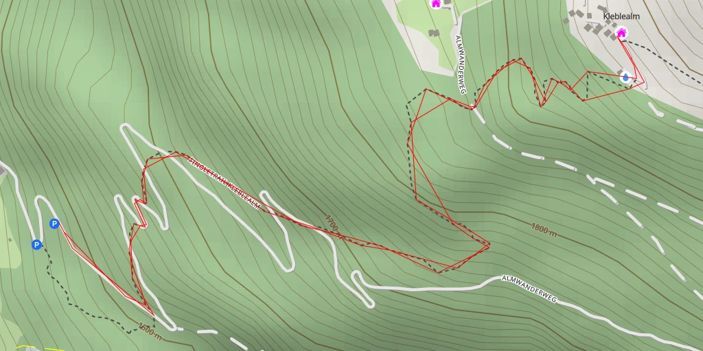 Map of the trail for Kleblealm