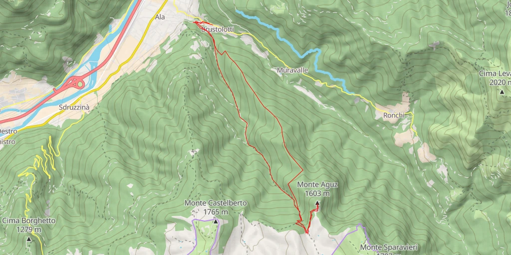 Map of the trail for Monte Aguz