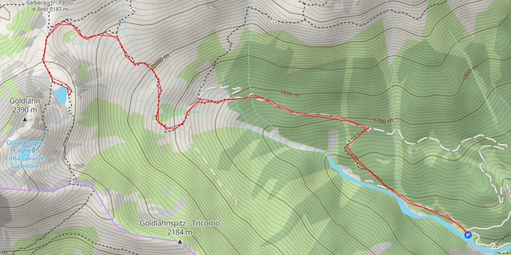 Carte de l'itinéraire :  Samersee - Laghetto Cima Lavazzè Inferiore