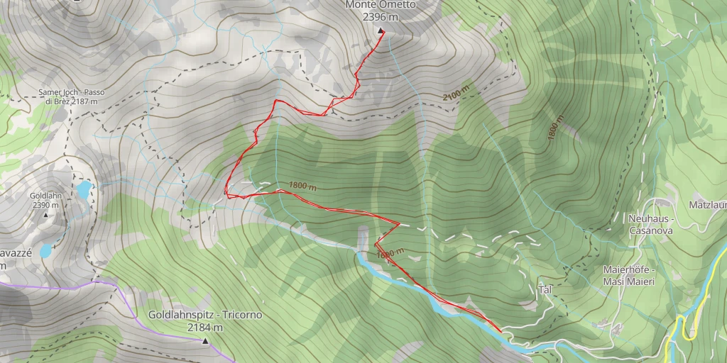 Map of the trail for Mandelspitz - Monte Ometto