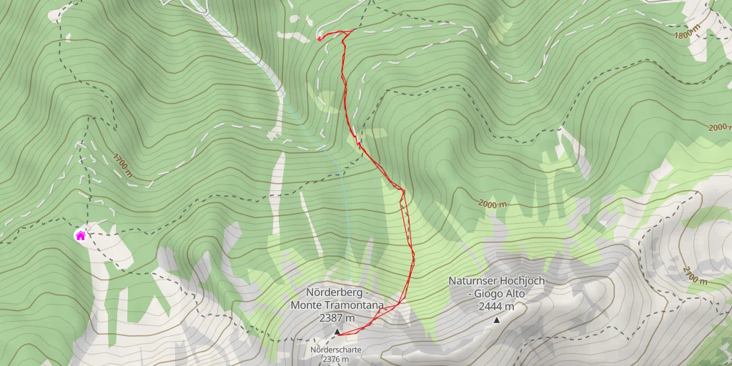 Carte de l'itinéraire :  Nörderberg - Monte Tramontana