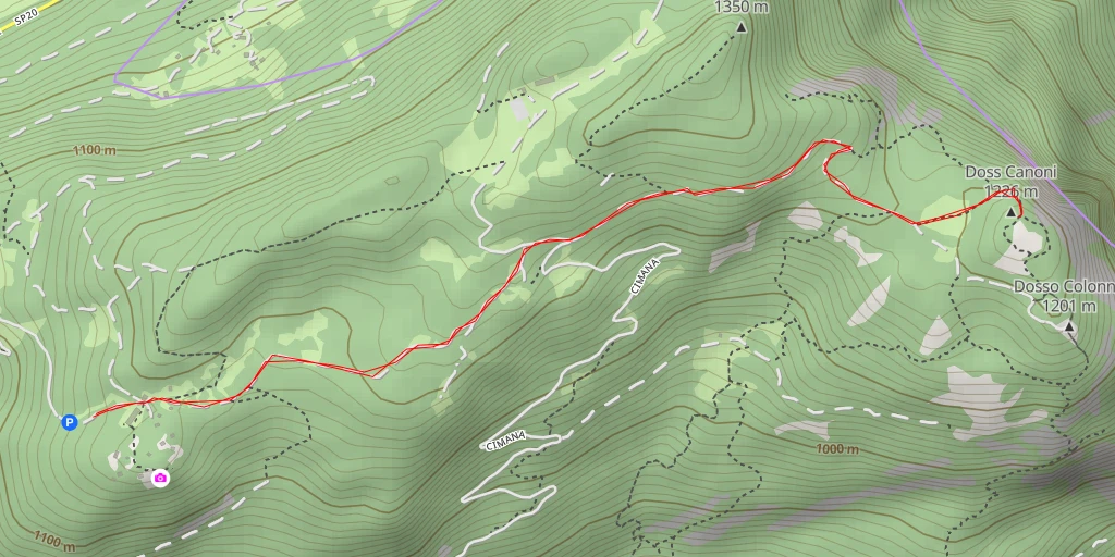 Map of the trail for Doss Canoni