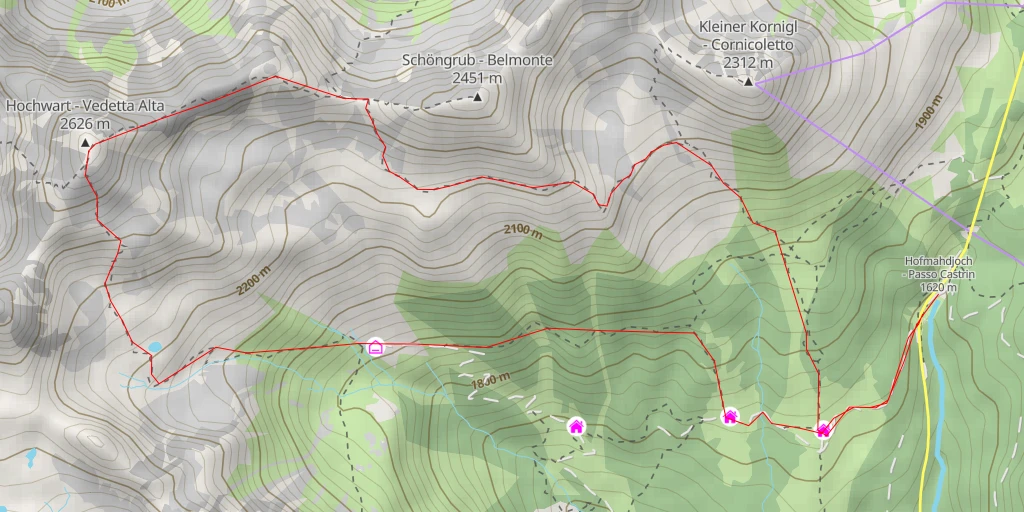 Carte de l'itinéraire :  Hochwart - Vedetta Alta