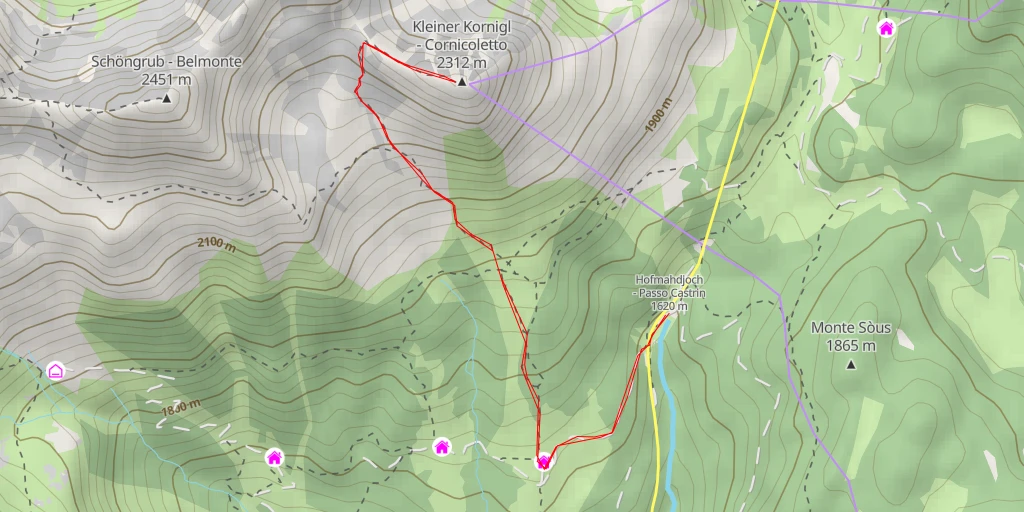 Carte de l'itinéraire :  Kleiner Kornigl - Cornicoletto