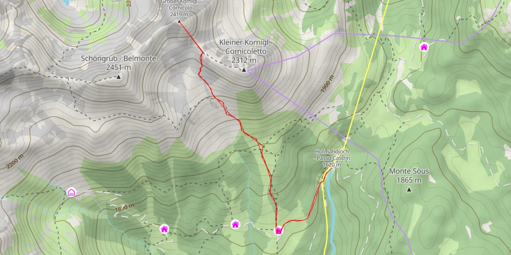 Carte de l'itinéraire :  Großer Kornigl - Cornicolo