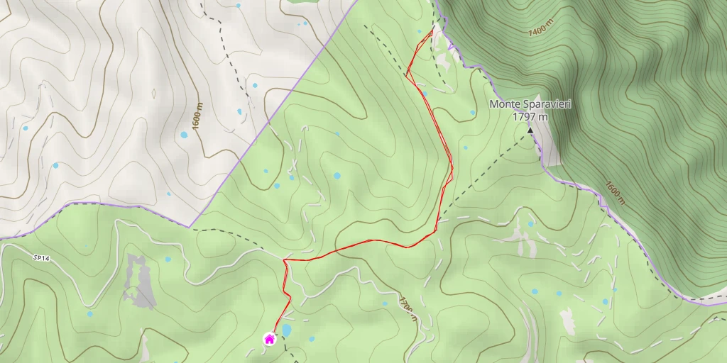 Carte de l'itinéraire :  Malga Gasparine - SP14