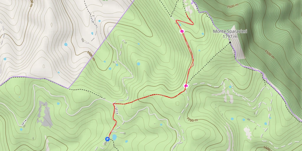 Map of the trail for Malga Gasparine - SP14