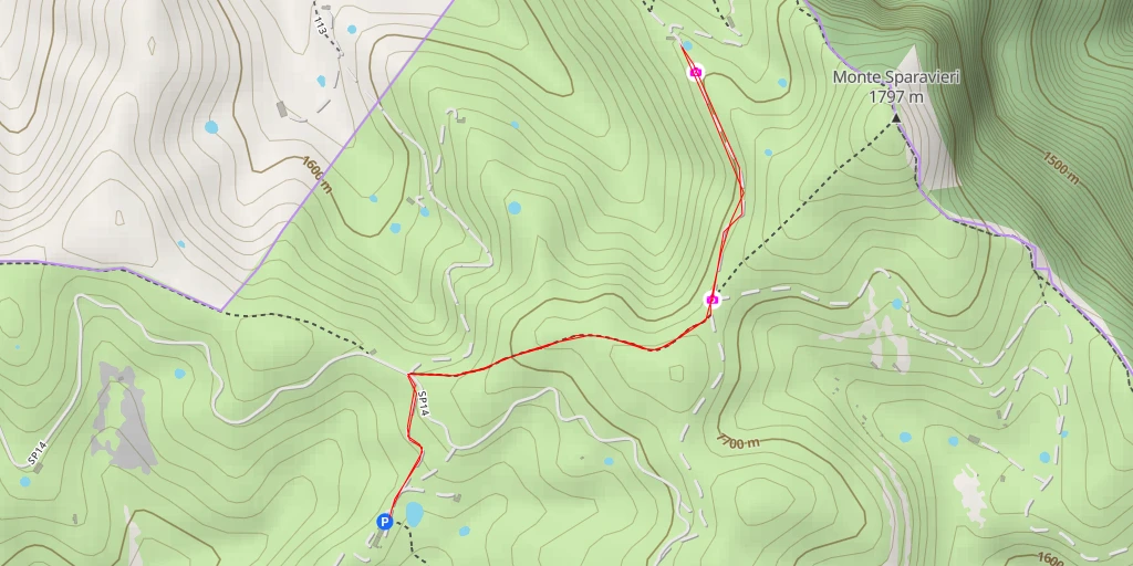 Map of the trail for Malga Gasparine - SP14