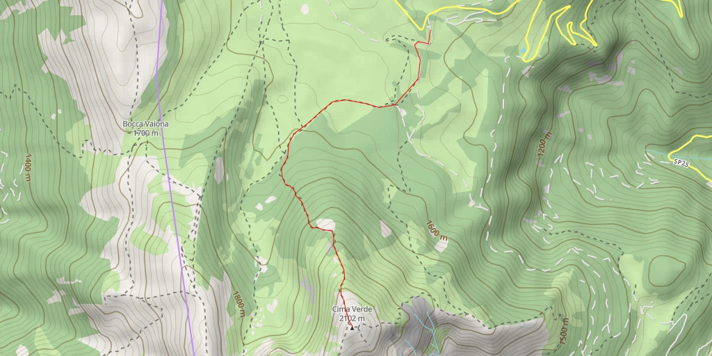 Map of the trail for Cima Verde